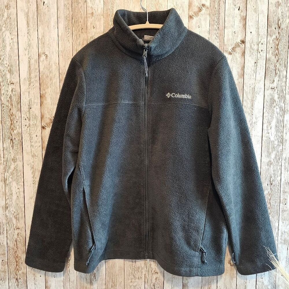 Columbia Men's Gray Green OMNI-HEAT Full-Zip Fleece Jacket Size M